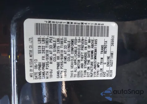 2014 Infiniti Qx70 z USA, uszkodzony, nr VIN JN8CS1MW8EM411985